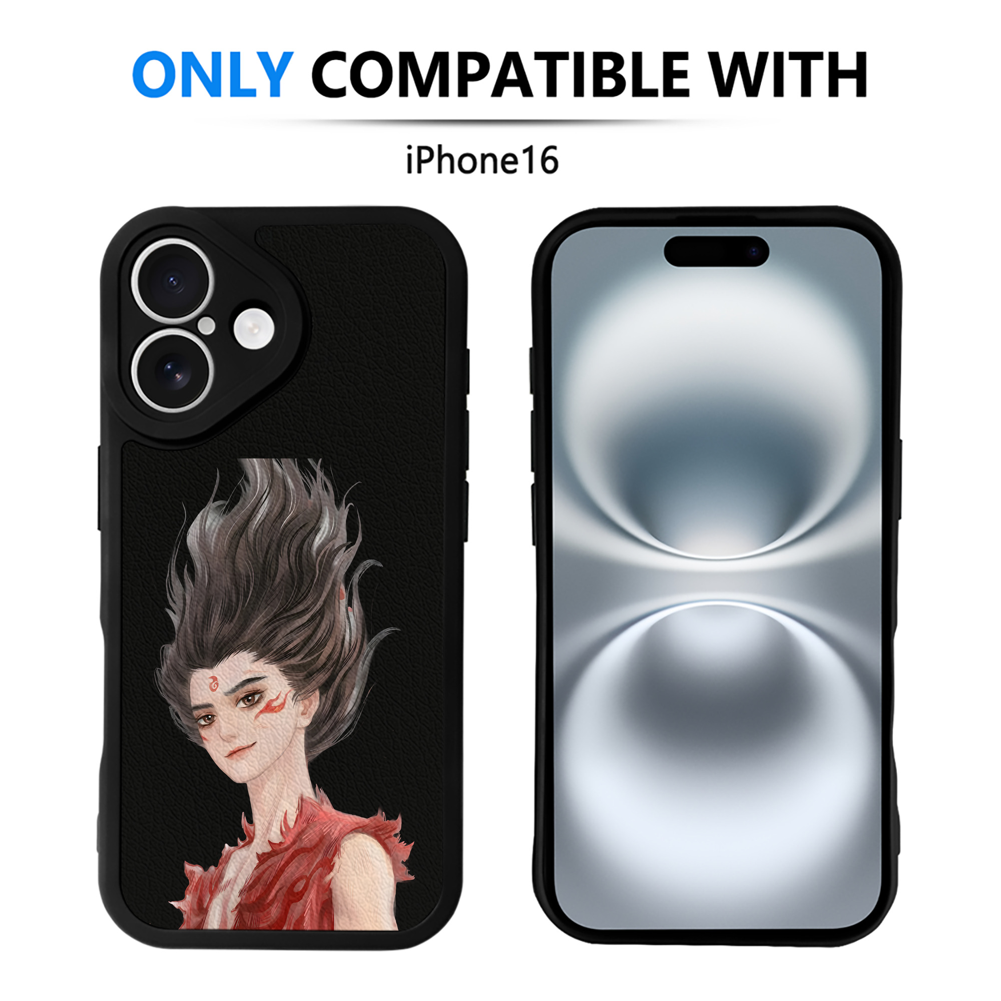 （画像用） Ne Zha 2 ナタ 魔童の大暴れ 【iPhone 16シリーズ対応】シリコンスマホケース（レザー調） 材質：シリコン